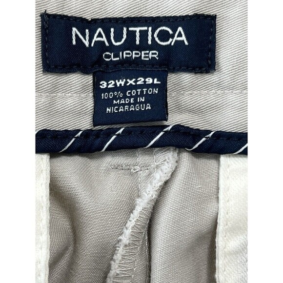 NEW Nautica Pants Mens 32X29 Beige Clipper Relaxed Fit Khaki Straight Flat Front - Picture 8 of 9